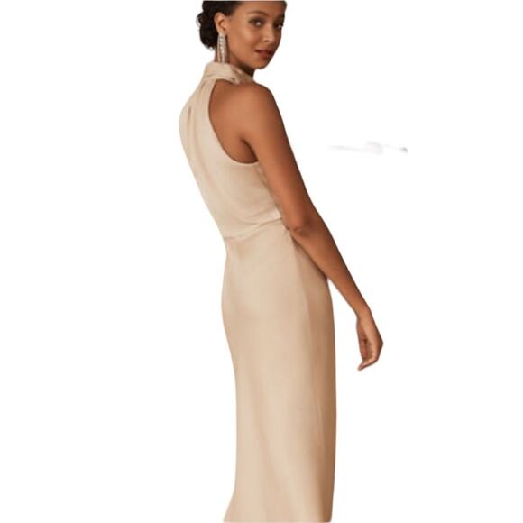 Anthropologie BHLDN Esme High Neck Satin Dress Size 10 Blush NWD FLAW - Picture 2 of 12